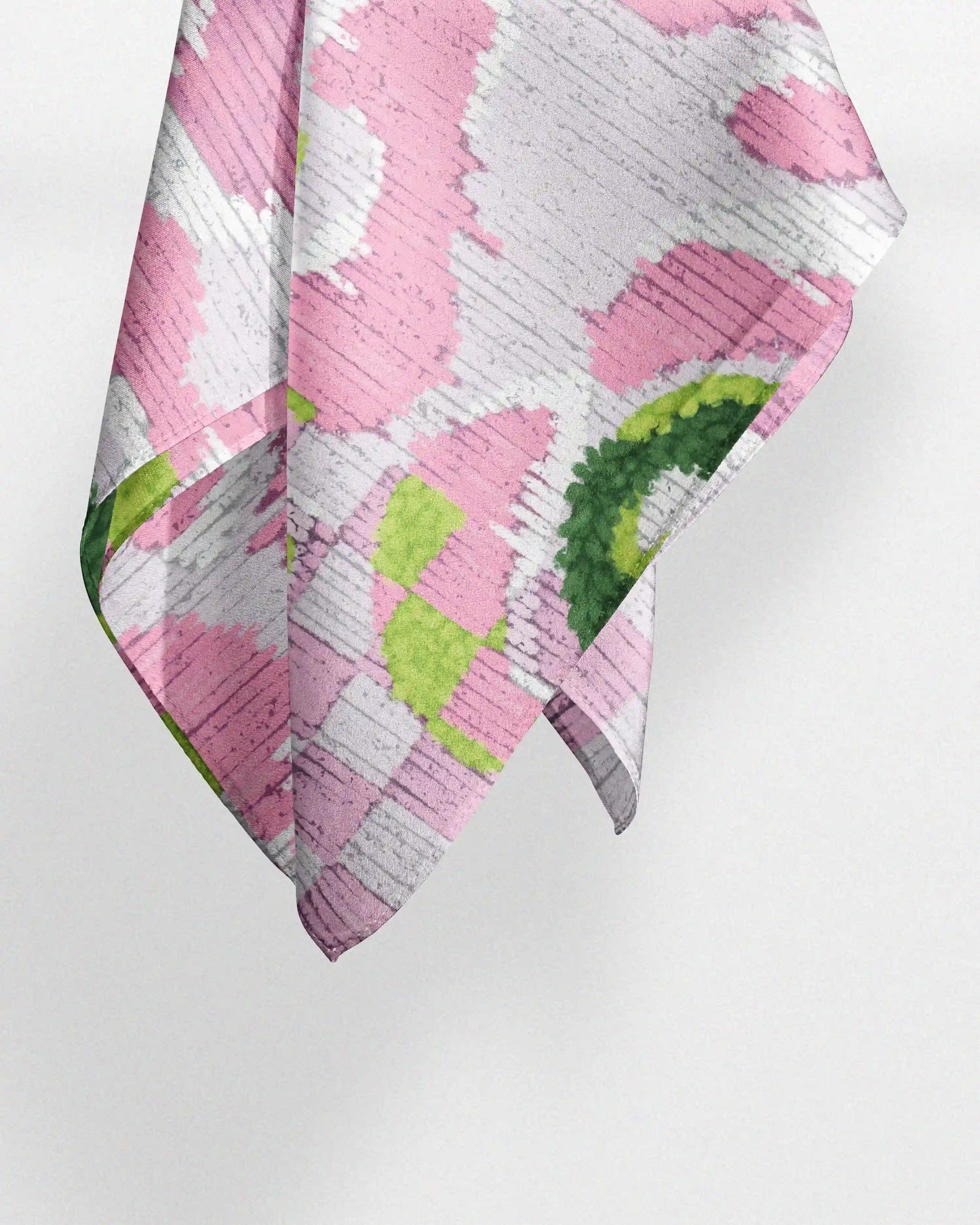 CHECKERED FLORAL BANDANA PINK & FOREST GREEN