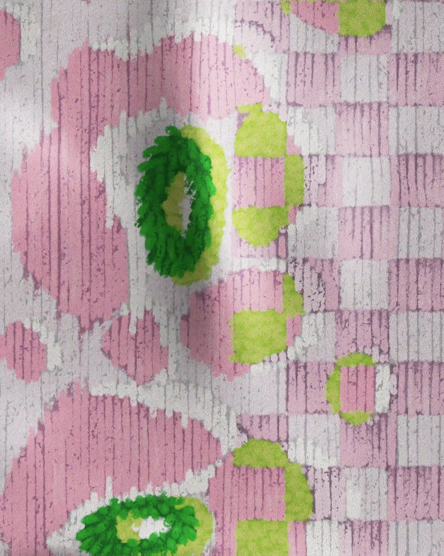 CHECKERED FLORAL BANDANA PINK & FOREST GREEN