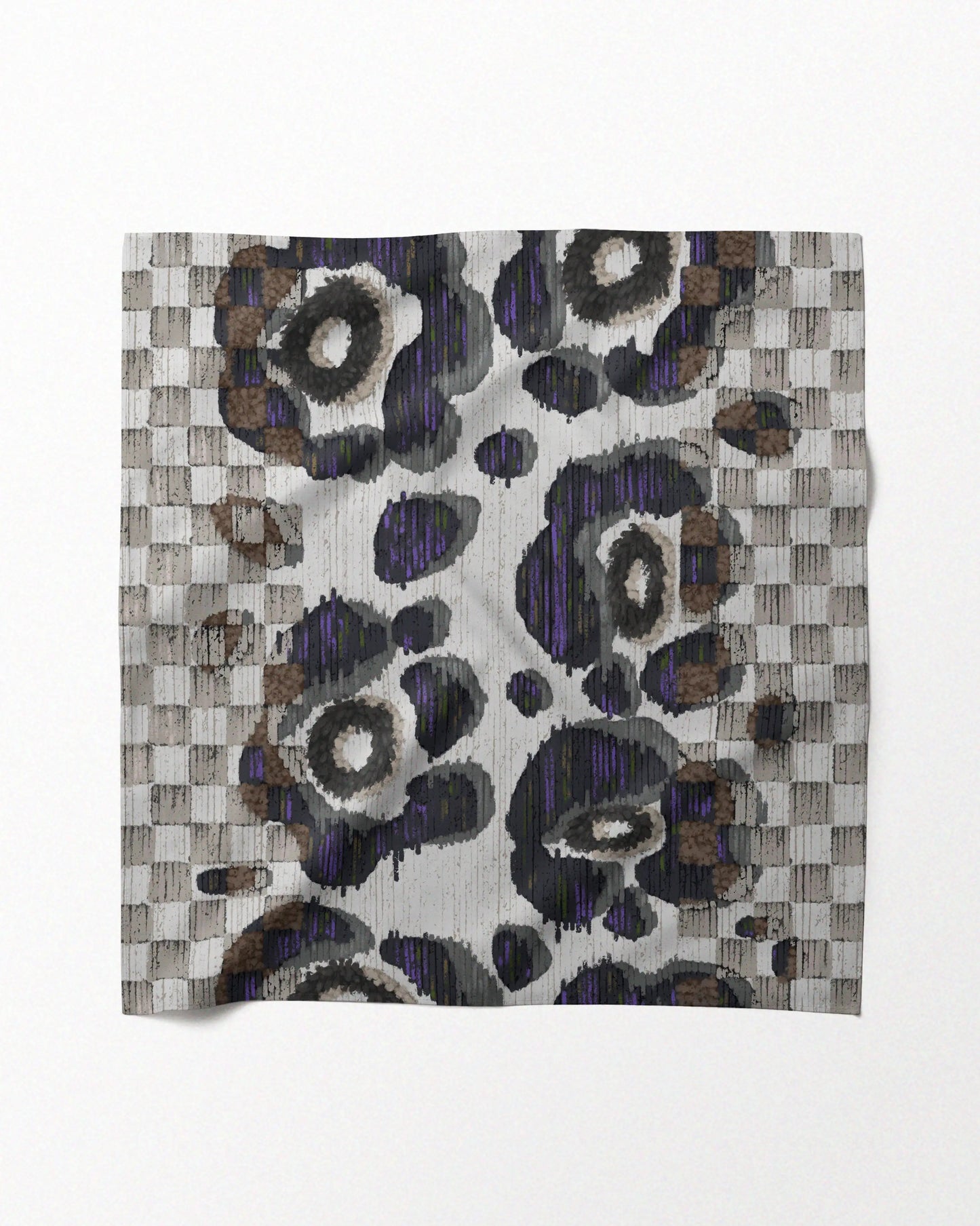 CHECKERED FLORAL BANDANA DARK GREY