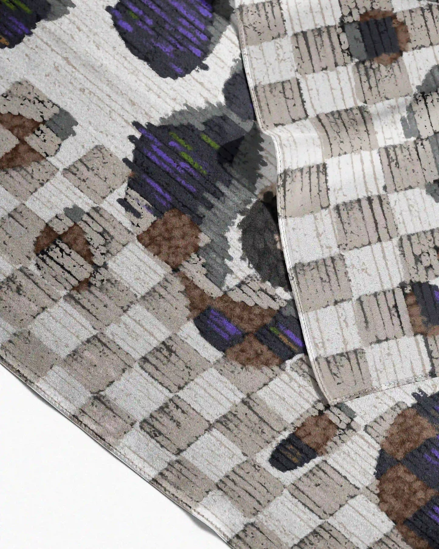 CHECKERED FLORAL BANDANA DARK GREY