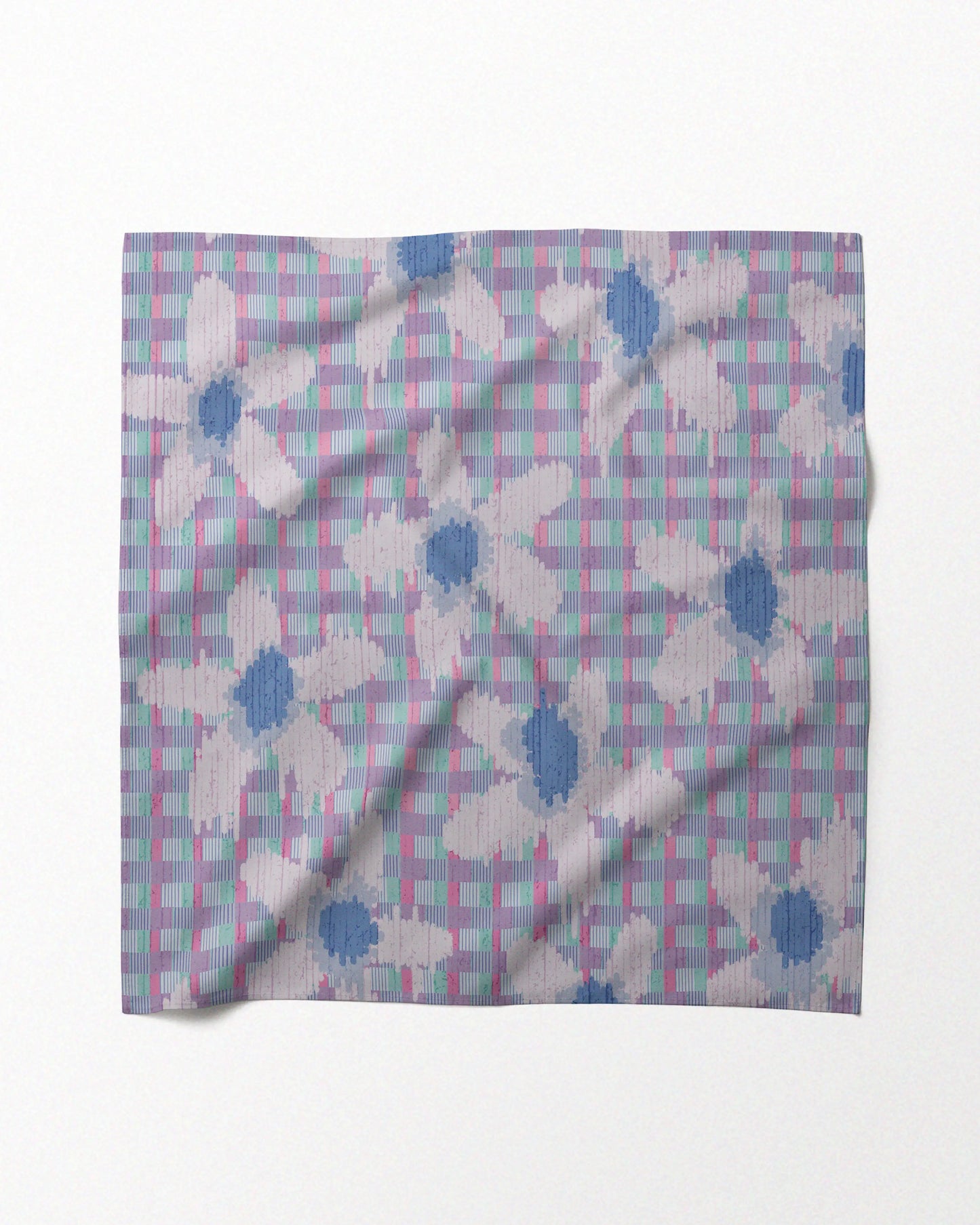 FLORAL CHECKERED BANDANA PASTEL PURPLE