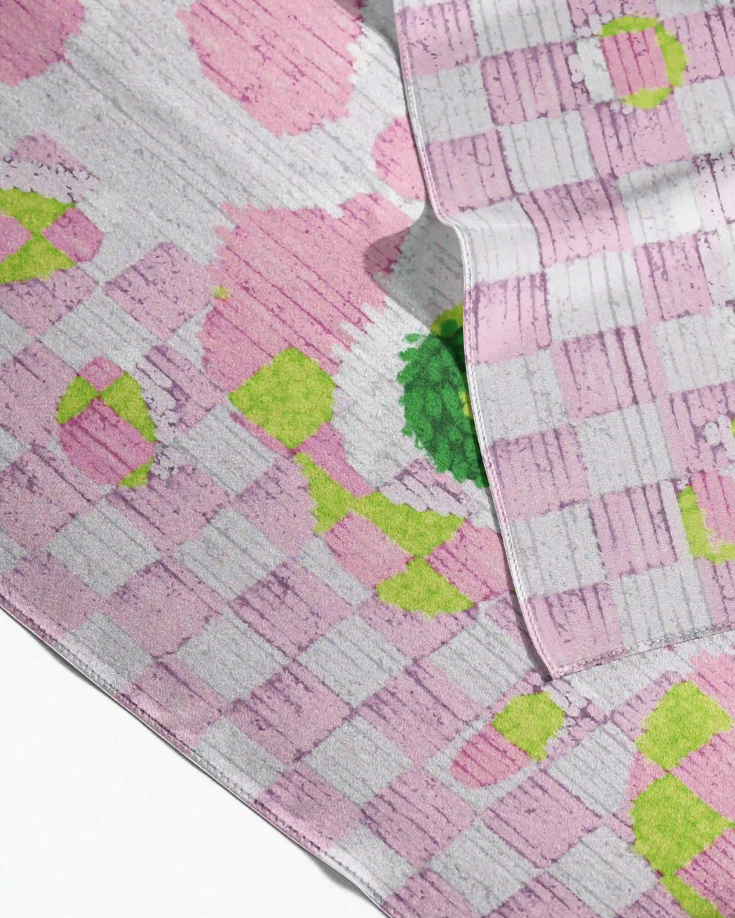 CHECKERED FLORAL BANDANA PINK & FOREST GREEN