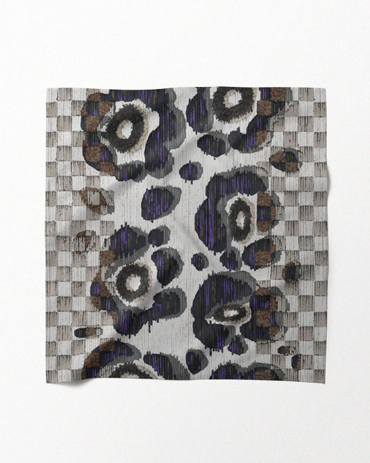 CHECKERED FLORAL BANDANA DARK GREY