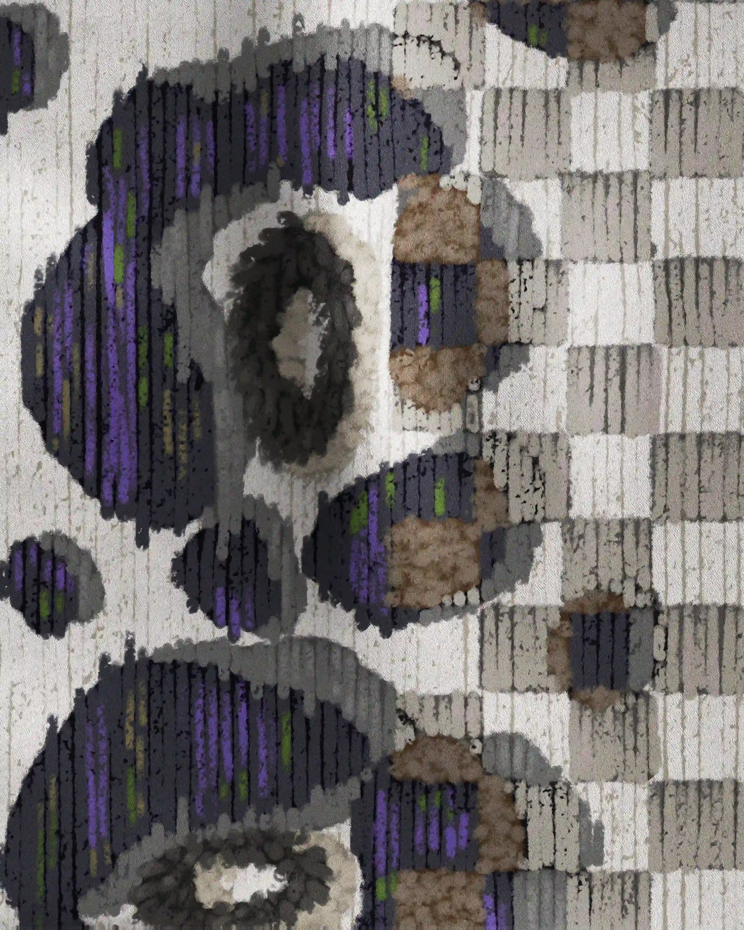 CHECKERED FLORAL BANDANA DARK GREY