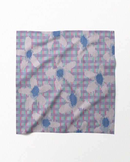 FLORAL CHECKERED BANDANA PASTEL PURPLE